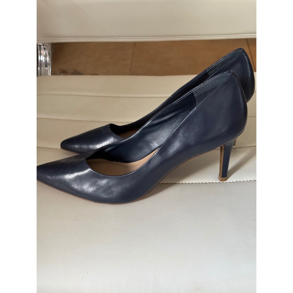 Alfani Step N Flex Jeules Navy Blue Leather Pointed Toe Pumps Heels Size 10M